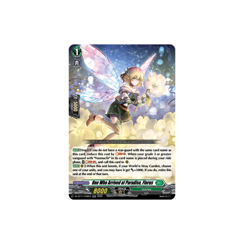 Vanguard_TCG_card_DZ-BT11_038EN_RR_One_Who_Arrived_at_Paradise_Florus_Symphony_of_Might_Bloom