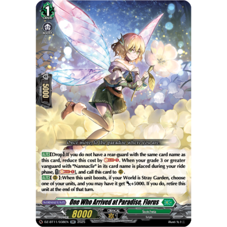 Vanguard_TCG_card_DZ-BT11_038EN_RR_One_Who_Arrived_at_Paradise_Florus_Symphony_of_Might_Bloom