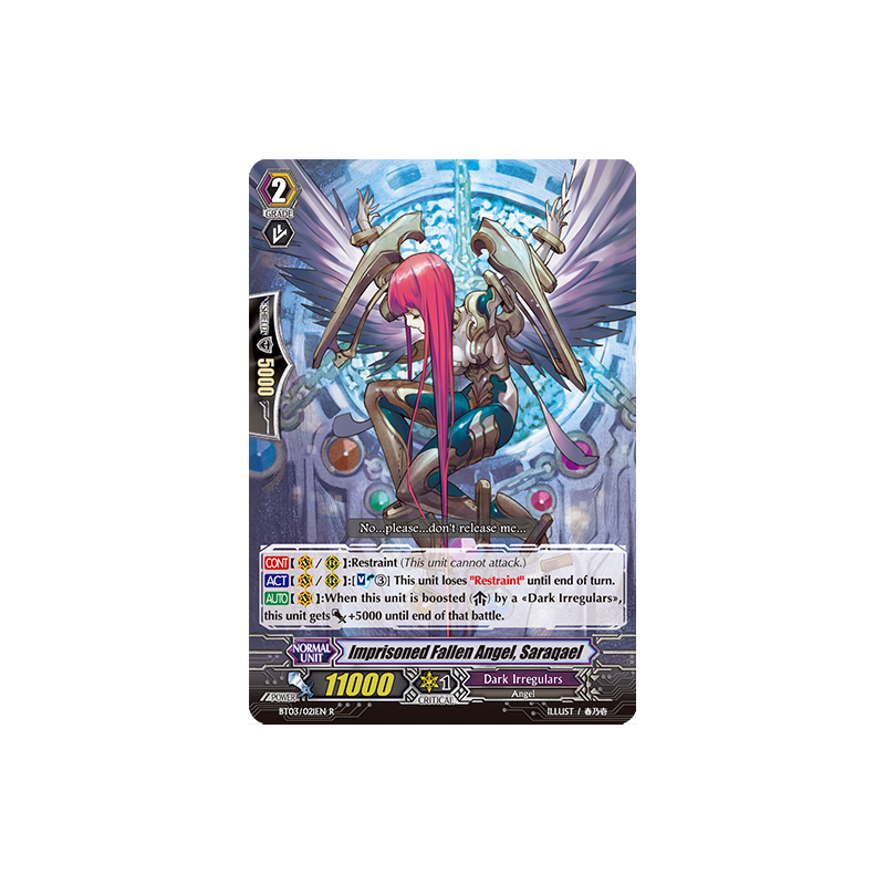 Vanguard_TCG_card_BT03_021EN_R_Imprisoned_Fallen_Angel_Saraqael_Demonic_Lord_Invasion