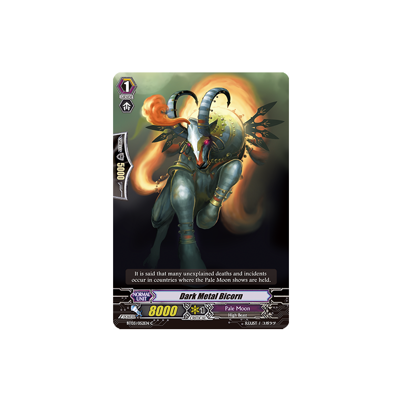 Vanguard_TCG_card_BT03_052EN_C_Dark_Metal_Bicorn_Demonic_Lord_Invasion