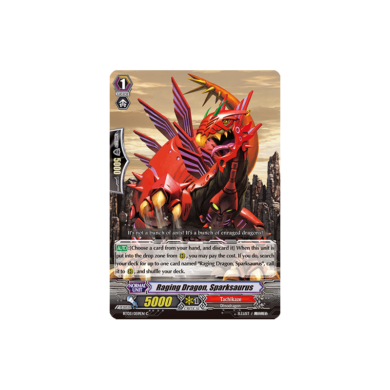 Vanguard_TCG_card_BT03_059EN_C_Raging_Dragon_Sparksaurus_Demonic_Lord_Invasion