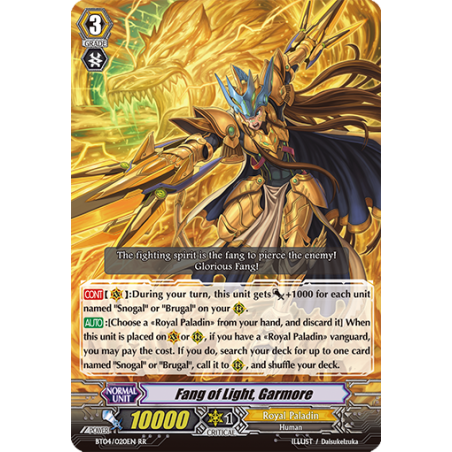 Vanguard_TCG_card_BT04_020EN_RR_Fang_of_Light_Garmore_Eclipse_of_Illusionary_Shadows