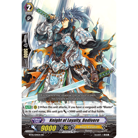 Vanguard_TCG_card_BT05_014EN_RR_Knight_of_Loyalty_Bedivere_Awakening_of_Twin_Blades