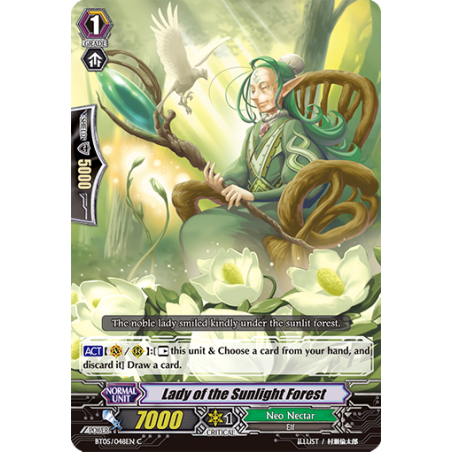 Vanguard_TCG_card_BT05_048EN_C_Lady_of_the_Sunlight_Forest_Awakening_of_Twin_Blades