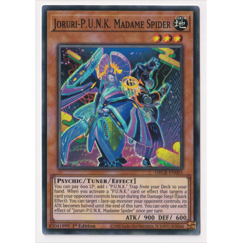 yu-gi-oh-tcg-grcr-en003-sr-joruri-p-u-n-k-madame-spider-the-grand-creators