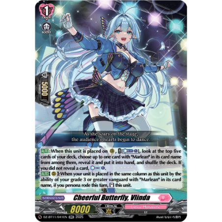 Vanguard_TCG_card_DZ-BT11_041EN_RR_Cheerful_Butterfly_Vlinda_Symphony_of_Might_Bloom