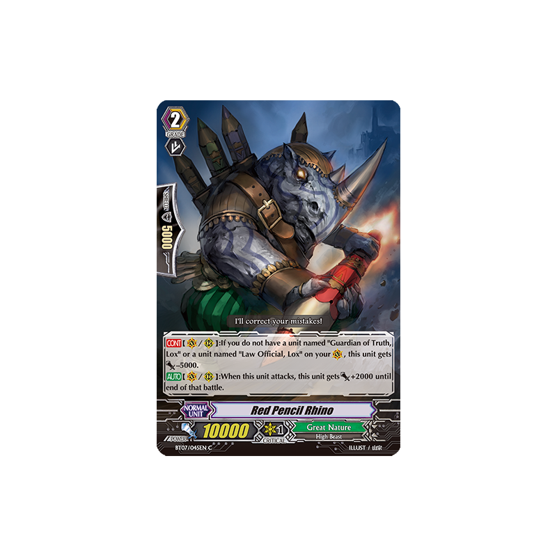 Vanguard_TCG_card_BT07_045EN_C_Red_Pencil_Rhino_Breaker_of_Limits