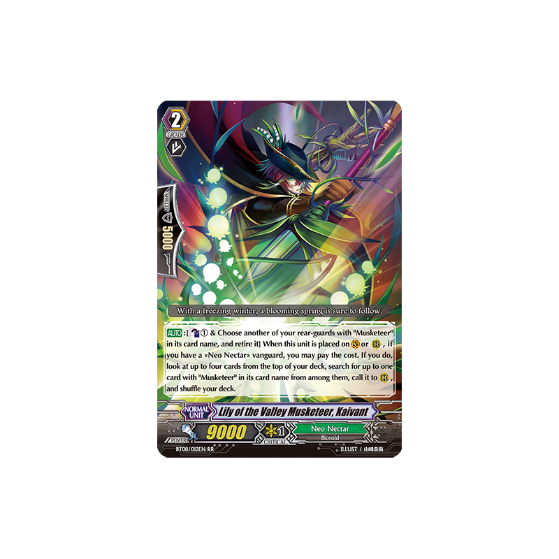 Vanguard_TCG_card_BT08_012EN_RR_Lily_of_the_Valley_Musketeer_Kaivant_Blue_Storm_Armada