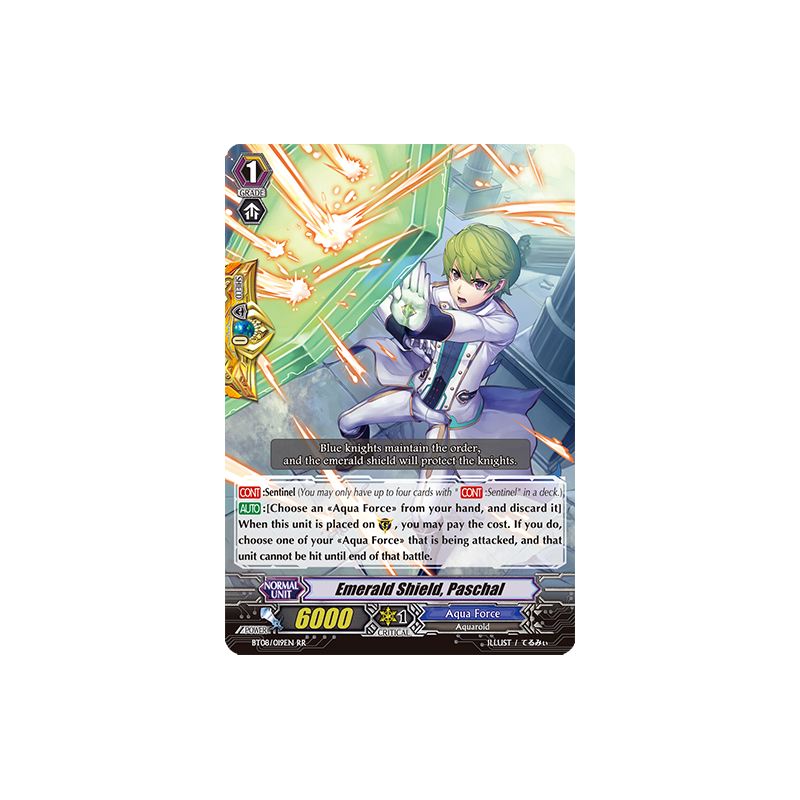 Vanguard_TCG_card_BT08_019EN_RR_Emerald_Shield_Paschal_Blue_Storm_Armada
