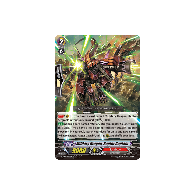 Vanguard_TCG_card_BT08_030EN_R_Military_Dragon_Raptor_Captain_Blue_Storm_Armada