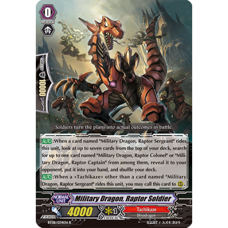 Vanguard_TCG_card_BT08_034EN_R_Military_Dragon_Raptor_Soldier_Blue_Storm_Armada