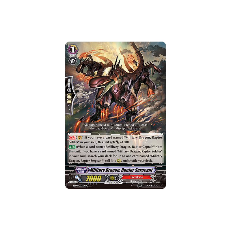 Vanguard_TCG_card_BT08_077EN_C_Military_Dragon_Raptor_Sergeant_Blue_Storm_Armada