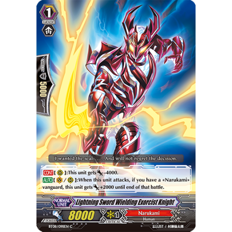 Vanguard_TCG_card_BT08_098EN_C_Lightning_Sword_Wielding_Exorcist_Knight_Blue_Storm_Armada