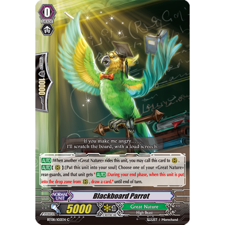Vanguard_TCG_card_BT08_102EN_C_Blackboard_Parrot_Blue_Storm_Armada
