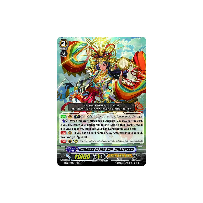 Vanguard_TCG_card_BT09_003EN_RRR_Goddess_of_the_Sun_Amaterasu_Clash_of_the_Knights_Dragons