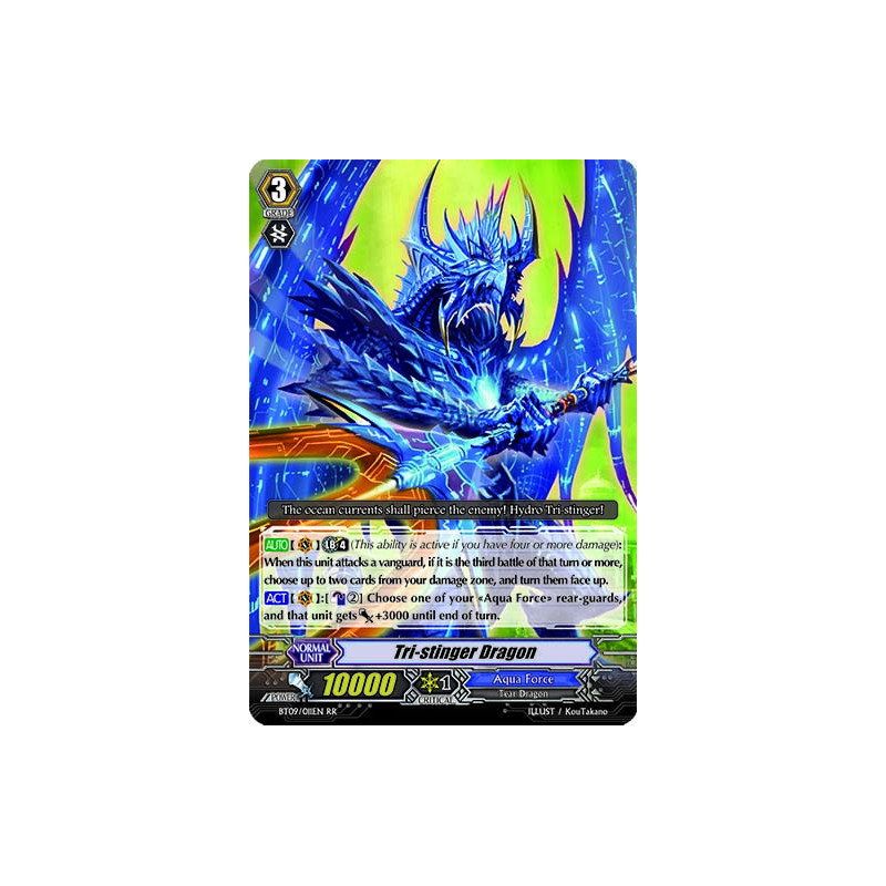 Vanguard_TCG_card_BT09_011EN_RR_Tri-stinger_Dragon_Clash_of_the_Knights_Dragons