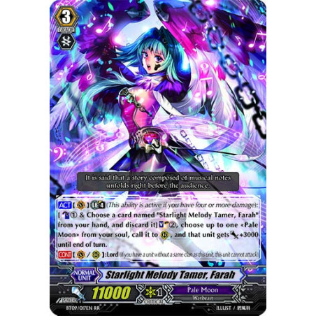 Vanguard_TCG_card_BT09_017EN_RR_Starlight_Melody_Tamer_Farah_Clash_of_the_Knights_Dragons