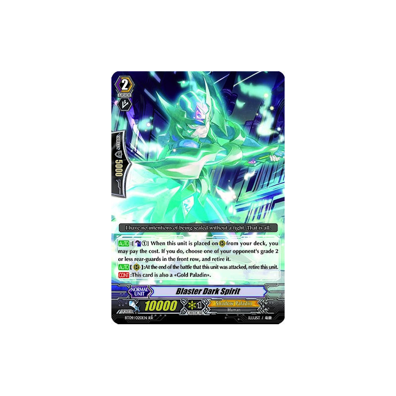 Vanguard_TCG_card_BT09_020EN_RR_Blaster_Dark_Spirit_Clash_of_the_Knights_Dragons