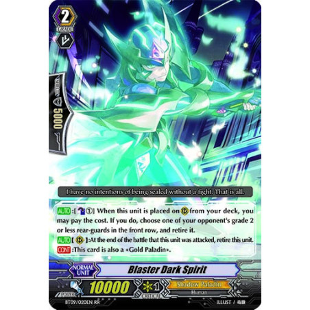 Vanguard_TCG_card_BT09_020EN_RR_Blaster_Dark_Spirit_Clash_of_the_Knights_Dragons