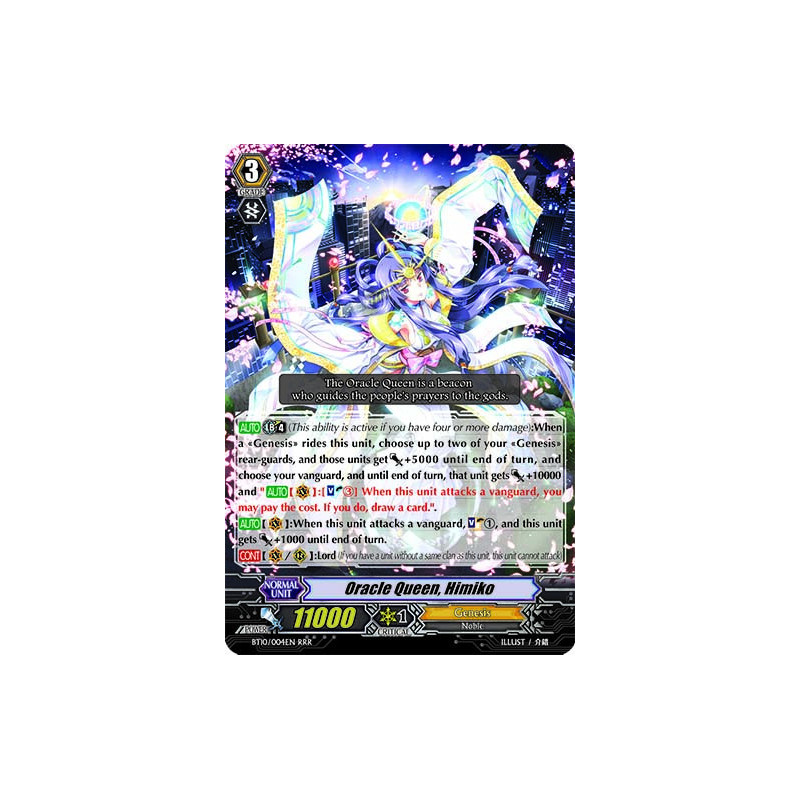 Vanguard_TCG_card_BT10_004EN_RRR_Oracle_Queen_Himiko_Triumphant_Return_of_the_King_of_Knights