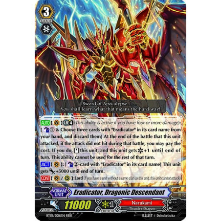Vanguard_TCG_card_BT10_006EN_RRR_Eradicator_Dragonic_Descendant_Triumphant_Return_of_the_King_of_Knights