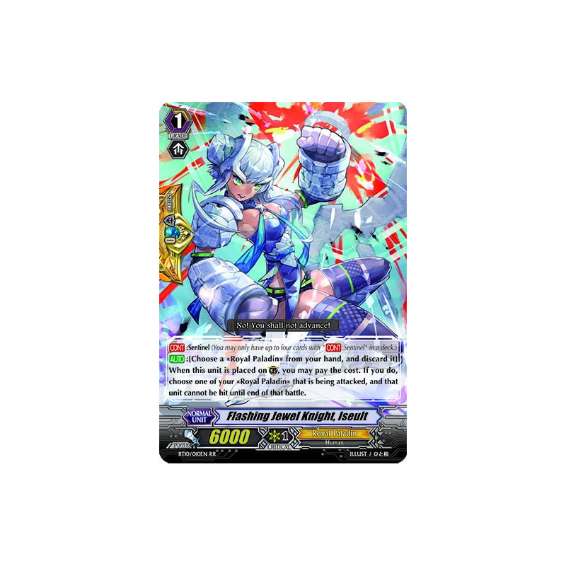 Vanguard_TCG_card_BT10_010EN_RR_Flashing_Jewel_Knight_Iseult_Triumphant_Return_of_the_King_of_Knights