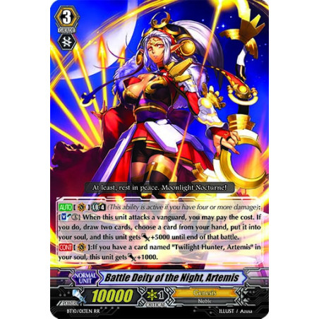 Vanguard_TCG_card_BT10_013EN_RR_Battle_Deity_of_the_Night_Artemis_Triumphant_Return_of_the_King_of_Knights