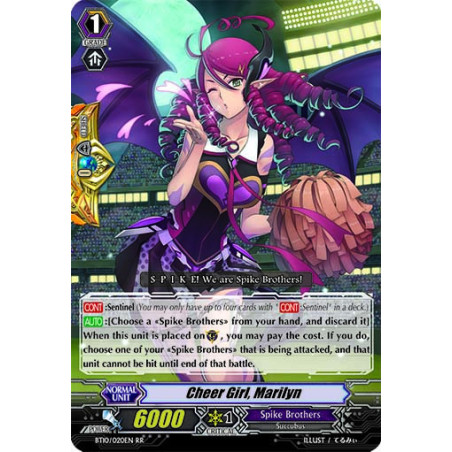 Vanguard_TCG_card_BT10_020EN_RR_Cheer_Girl_Marilyn_Triumphant_Return_of_the_King_of_Knights