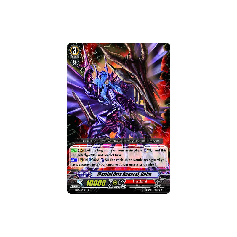 Vanguard_TCG_card_BT10_034EN_R_Martial_Arts_General_Daim_Triumphant_Return_of_the_King_of_Knights