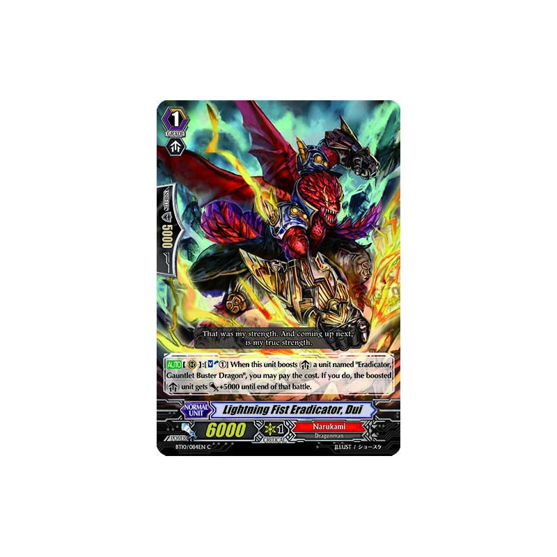 Vanguard_TCG_card_BT10_084EN_C_Lightning_Fist_Eradicator_Dui_Triumphant_Return_of_the_King_of_Knights