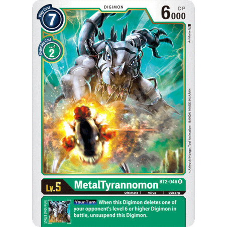 Digimon_TCG_BT2-046_MetalTyrannomon_Rare_Ultimate_Power_Card_Game