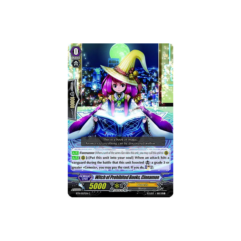 Vanguard_TCG_card_BT11_057EN_C_Witch_of_Prohibited_Books_Cinnamon_Seal_Dragons_Unleashed