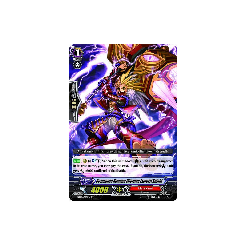 Vanguard_TCG_card_BT12_028EN_R_Resonance_Hammer_Wielding_Exorcist_Knight_Binding_Force_of_the_Black_Rings