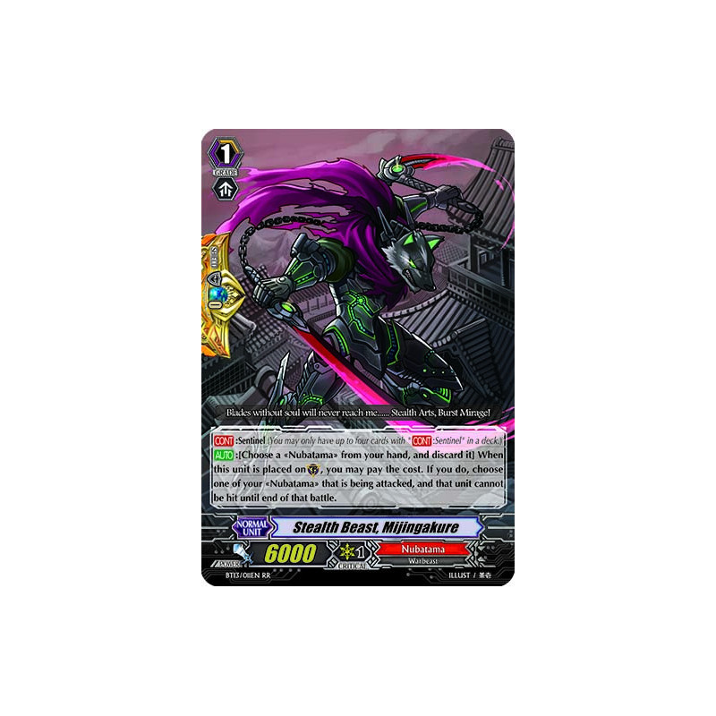 Vanguard_TCG_card_BT13_011EN_RR_Stealth_Beast_Mijingakure_Catastrophic_Outbreak