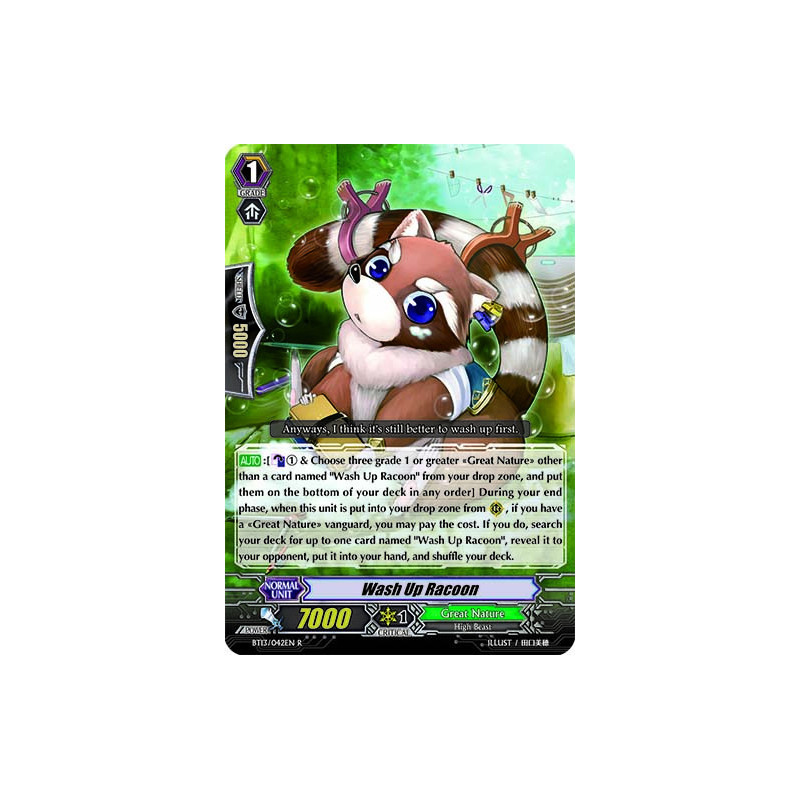 Vanguard_TCG_card_BT13_042EN_R_Wash_Up_Racoon_Catastrophic_Outbreak