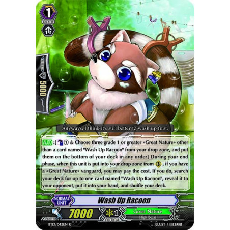 Vanguard_TCG_card_BT13_042EN_R_Wash_Up_Racoon_Catastrophic_Outbreak