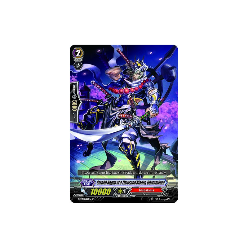 Vanguard_TCG_card_BT13_049EN_C_Stealth_Rogue_of_a_Thousand_Blades_Oborozakura_Catastrophic_Outbreak