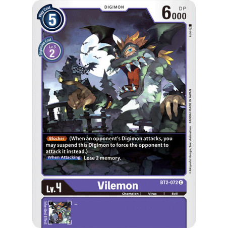 Digimon_TCG_BT2-072_Vilemon_Common_Ultimate_Power_Card_Game