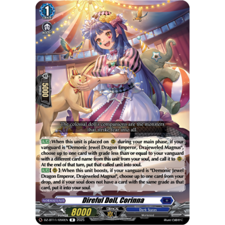 Vanguard_TCG_card_DZ-BT11_050EN_R_Direful_Doll_Corinna_Symphony_of_Might_Bloom