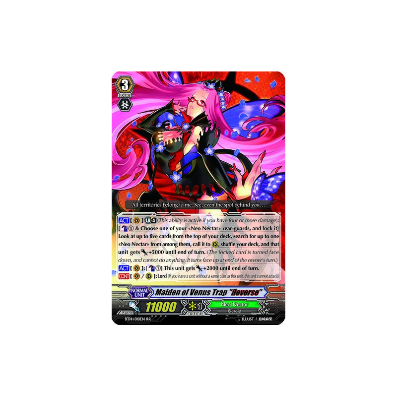 Vanguard_TCG_card_BT14_018EN_RR_Maiden_of_Venus_Trap_Яeverse_Brilliant_Strike