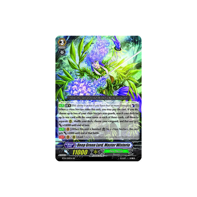 Vanguard_TCG_card_BT14_019EN_RR_Deep_Green_Lord_Master_Wisteria_Brilliant_Strike