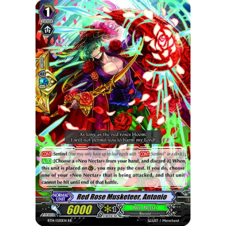 Vanguard_TCG_card_BT14_020EN_RR_Red_Rose_Musketeer_Antonio_Brilliant_Strike