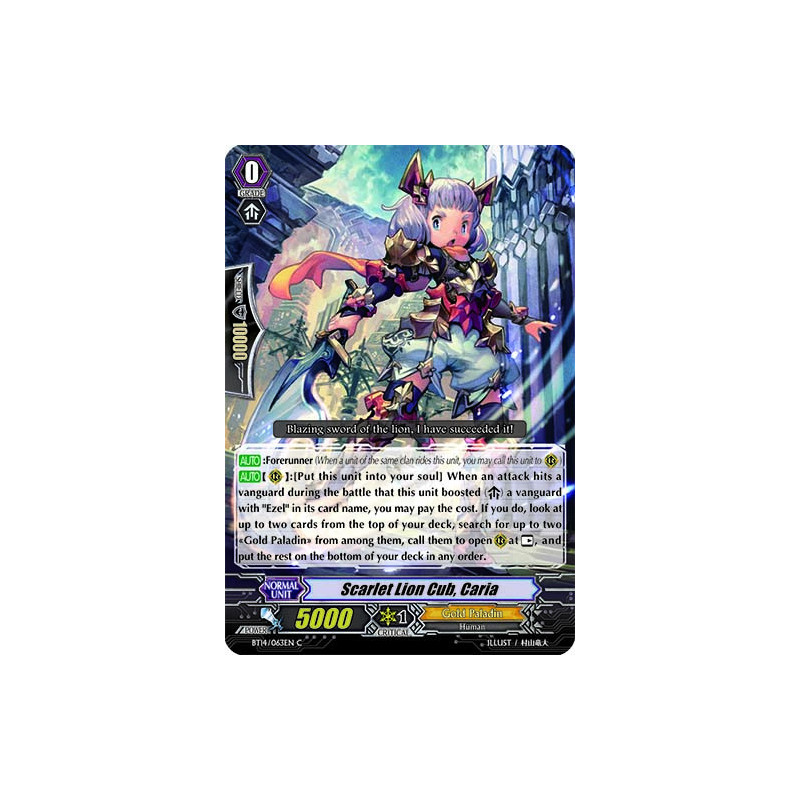 Vanguard_TCG_card_BT14_063EN_C_Scarlet_Lion_Cub_Caria_Brilliant_Strike