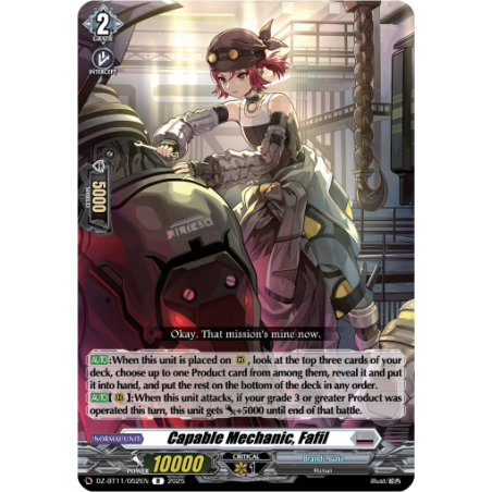 Vanguard_TCG_card_DZ-BT11_052EN_R_Capable_Mechanic_Fafil_Symphony_of_Might_Bloom