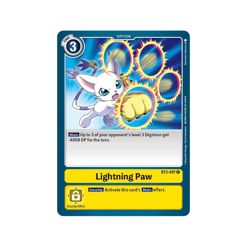 Digimon_TCG_BT2-097_Lightning_Paw_Common_Ultimate_Power_Card_Game