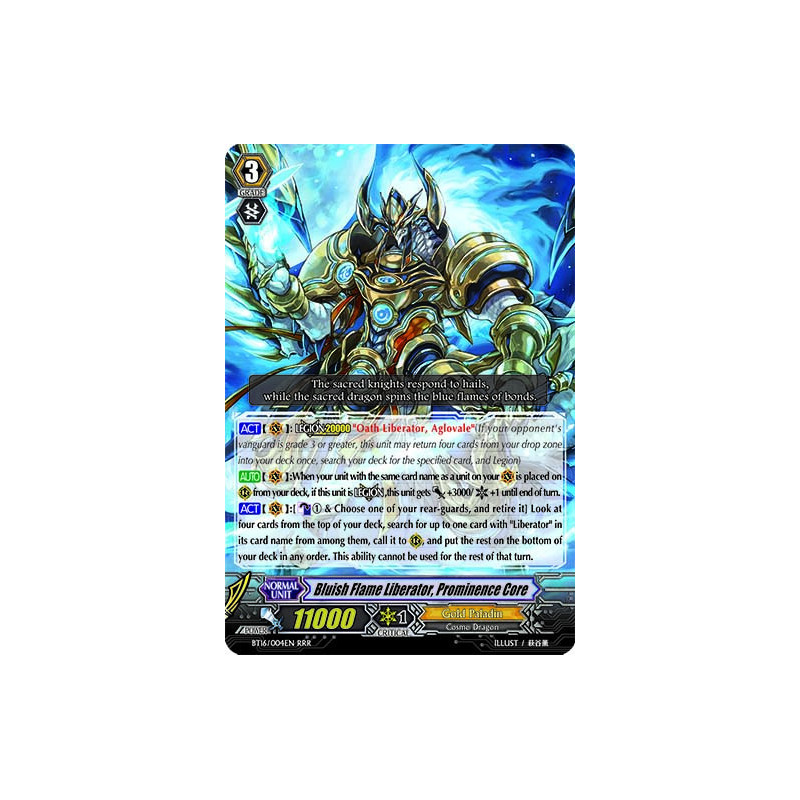 Vanguard_TCG_card_BT16_004EN_RRR_Bluish_Flame_Liberator_Prominence_Core_Legion_of_Dragons_Blades