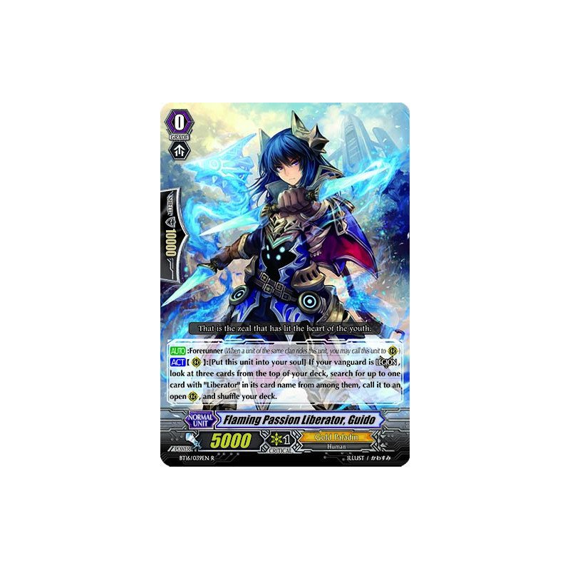 Vanguard_TCG_card_BT16_039EN_R_Flaming_Passion_Liberator_Guido_Legion_of_Dragons_Blades