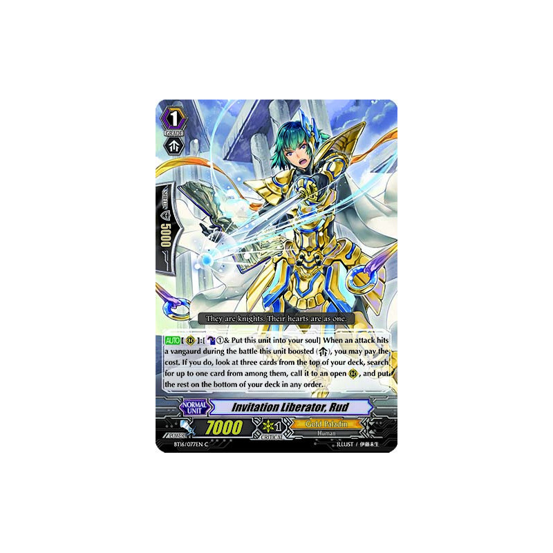 Vanguard_TCG_card_BT16_077EN_C_Invitation_Liberator_Rud_Legion_of_Dragons_Blades