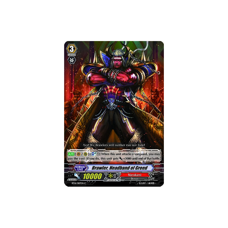 Vanguard_TCG_card_BT16_087EN_C_Brawler_Headband_of_Greed_Legion_of_Dragons_Blades