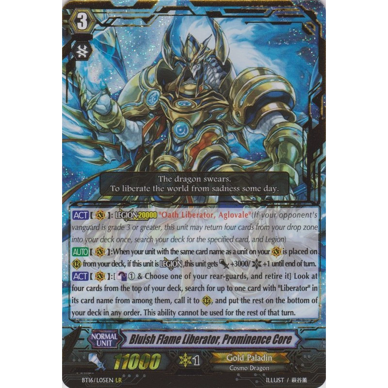 Vanguard_TCG_card_BT16_L05EN_LR_Bluish_Flame_Liberator_Prominence_Core_Legion_of_Dragons_Blades